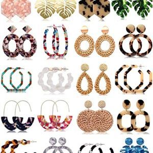 Statement Earrings for Women Girls, FIFATA 20 Pairs Earrings